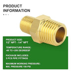 TAISHER 5PCS Brass Pipe Fitting, Reducer Adapter, Hex Nipple, 1/2-Inch Male Pipe x 1/4-Inch Male Pipe