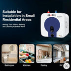 2.5 Gallon Mini Hot Water Heater 1500W, Small Under Sink Counter RV TR Endless Trailer Kitchen Compact Point-of-Use, 16” Long 1/2”FIP Stainless Steel Water Hoses 9L