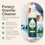 Puracy Natural Granite Countertop Cleaner - Plant-Powered - Streak-Free Marble, Quartzite, Countertop Granite Cleaner (Blue Sage and Driftwood, 16 fl oz, 1pk)