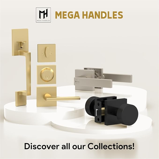 Mega Handles SUANA Entrance Combo, Door Knob and Cylinder Deadbolt and Key Combo, Heavy Duty Locking Door Knobs for Left or Right-Handed Doors – Matte Black