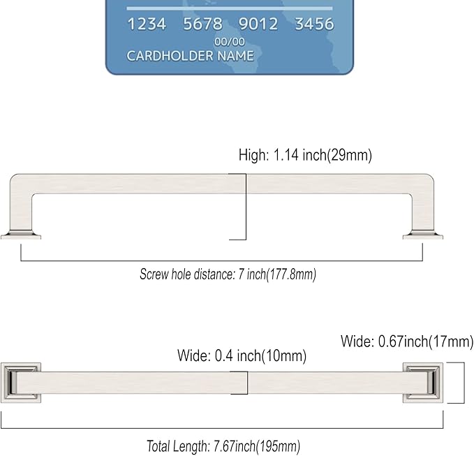 6 Pack 7 Inch Cabinet Handles - Brushed Satin Nickel Pulls for Cabinets