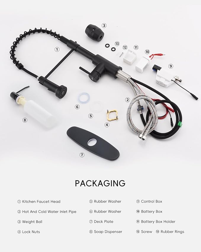 APPASO Black Touchless Kitchen Faucet with Soap Dispenser, Motion Sensor Activated Hands-Free Automatic Faucet for Sink with Pull Down Sprayer, Single Handle Smart Faucets for Kitchen Sink