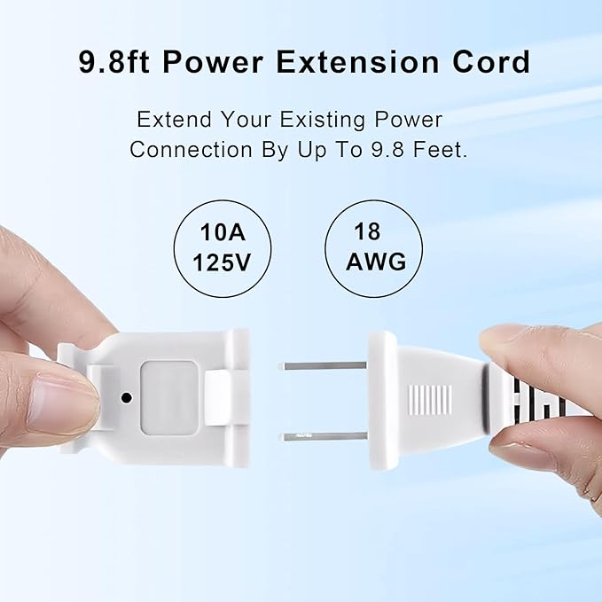 2 Prong Extension Cord,4-Pack Extension Cord for Indoor/Outdoor Use,US Male/Female Power Cable for NEMA 1-15P to NEMA 1-15R,White