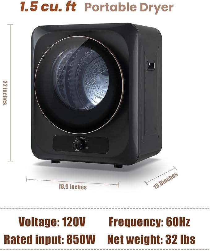 Auertech Portable Washer and Dryer Combo Set, 28 lbs Fully Automatic Washing Machine, 1.5 CuFt Portable Dryers, Compact Washer and Dryer for Apartment, RV, Dorm