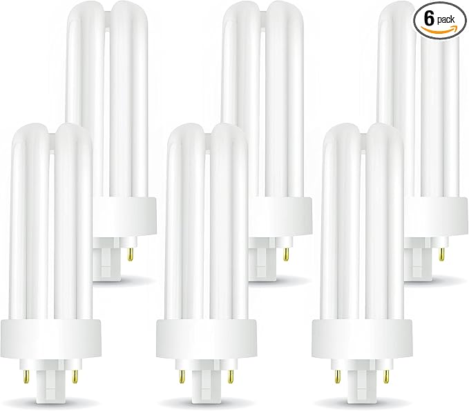 Circle (6 Pack) PLT-26W 865, 4 Pin GX24q-3, 26 Watt Triple Tube, Compact Fluorescent Light Bulb
