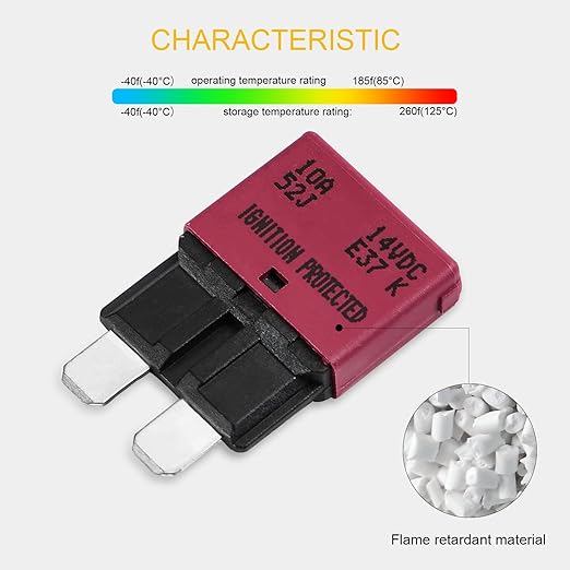 GLOSO Circuit Breakers E37 Auto (T1) Reset Low Profile ATC/ATO - (6A - 3 Pack)