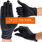 LW Concept - Black Nitrile Gloves - Latex & Powder-Free, Disposable, Strong, Food Handling