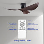 52-Inch Black Ceiling Fan Without Light, Modern Low-Profile Flush Mount Fan with Remote, 6-Speed Reversible Quiet DC Motor,for Patio, Living Room, Bedroom (No Light)