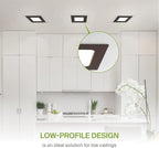 ASD 6 Pack LED Square Recessed Lighting 6 Inch, 5 CCT 2700K-5000K, 15W 60W Eqv, Ultra Thin Dimmable Ceiling Lights with J Box, Canless Wafer Downlight, Slim Panel, UL Energy Star, Oil-Rubbed Bronze