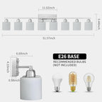 Brushed Nickel Light Fixture Bathroom for Huge Mirror, 8 Light Mirror Lights with Milky White Frosted Glass Shades, 51 inch Bathroom Mirror Lights for Mirrorss, E26 Socket