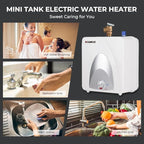 CAMPLUX Electric Small Hot Water Heater, 1.3 Gallon Point of Use Hot Water Heaters 120V 1440W, Under Sink, Wall or Floor Mounted, Easy to Install