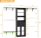 Closet System - 8FT Closet Organizer System with Wooden Drawers, 96" Closet Systems for Nursery & Walk-In Closets with Cuttable Hanging Shelving, Black