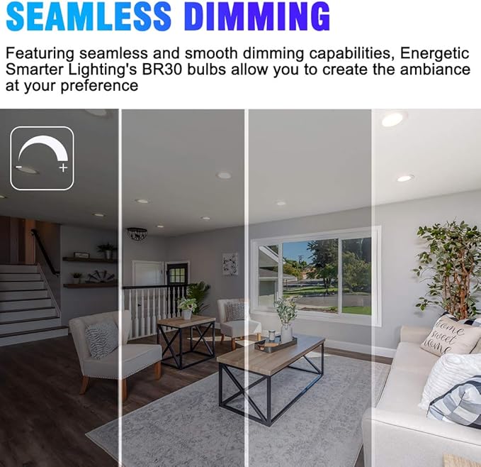 Energetic LED Recessed Light Bulbs BR30, 65W Equivalent, Dimmable, Warm White 3000K, Indoor Flood Lights for Recessed Cans, 6 Pack