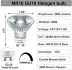 Vinaco GU10 Halogen 50W Bulbs, 6PCS GU10+C 120V 50W Halogen Light Bulbs, GU 10 Dimmable, Warm White, High Brightness MR16 with Glass Cover, Long Lifespan GU 10 50 W for Recessed Track Lighting