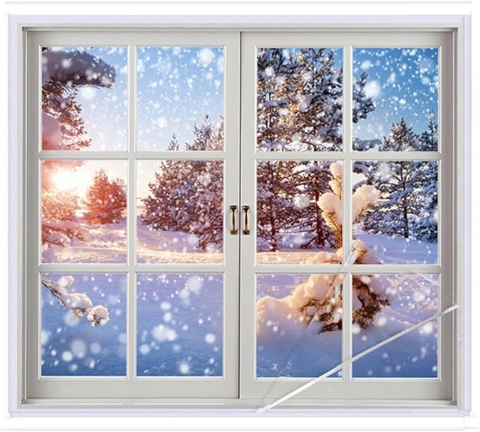 Indoor Window Insulation Kit, Clear Window Film for Heat and Cold (10 Windows(62x420))