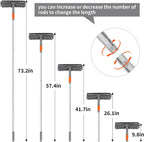 Professional 72'' Window Squeegee Cleaning Washing Tool/Kit with Extension Pole, 3 in 1 Squeegee for Window Cleaning Kit for High Window with 1 Rotatable Head 4 Interchangeable Scrubber