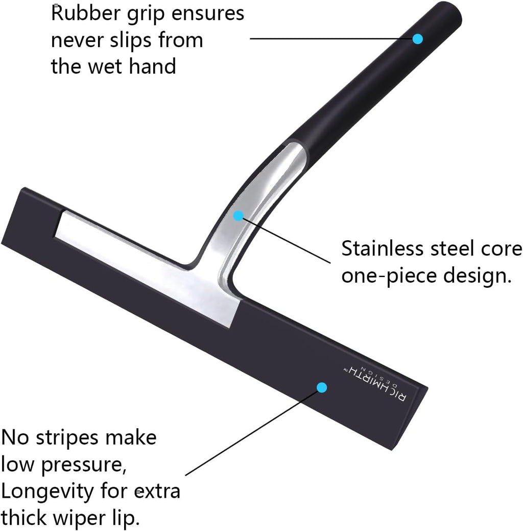 RICHMIRTH Silicone Rubber Blade Shower Squeegee 9" in Width Window & Car Squeegee for Shower, Glass, Window