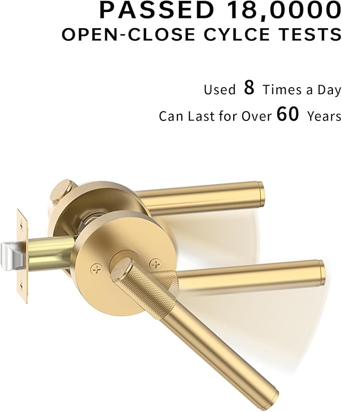 Asidrama 1 Pack Champagne Bronze Passage Door Handles, Door Lever with Door Knobs Indoor for Bedroom or Bathroom, Heavy Duty Door Handles Interior with Locks for Left Right Sided Doors