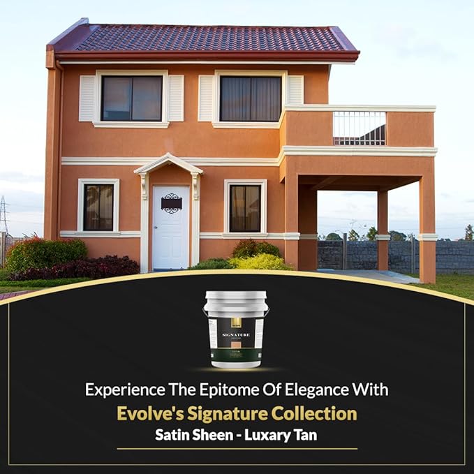 EVOLVE Signature Paint & Primer: Luxury Paint & Primer for Indoor & Outdoor Surfaces, Minimal Odor, Satin Sheen (Luxury Tan, 5 Gallon)