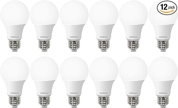 A19 Light Bulbs, 60 Watt Equivalent LED Bulb, 2700K Soft White, Non-Dimmable, E26 Base, CRI 80+, 15000 Hours, 800Lumen Light Bulb for Bedroom Living Room, 12 Pack