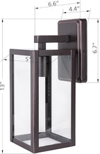 LIT-PaTH Outdoor Wall Lantern, Wall Sconce as Porch Lighting Fixture, E26 Medium Base Max 60W, Anti-Rust Metal with Glass Shade, Oil Rubbed Bronze Finish, 2-Pack