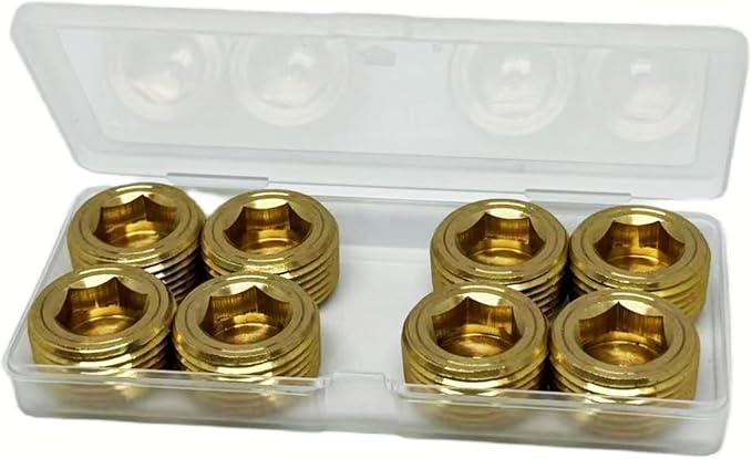 8PCS 3/4" NPT Brass Male Pipe Plug Fitting Hex Counter Sunk Pipe Plug (3/4" NPT)