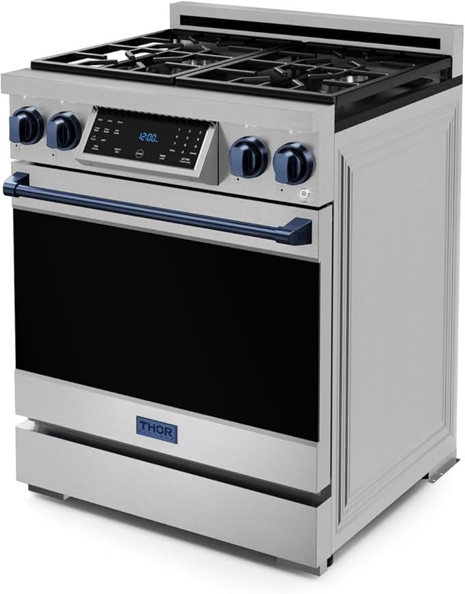 Gordon Ramsay by THOR Kitchen 30 Inch Professional Gas Range with Tilt Panel Touch Control in Stainless Steel/Navy Blue