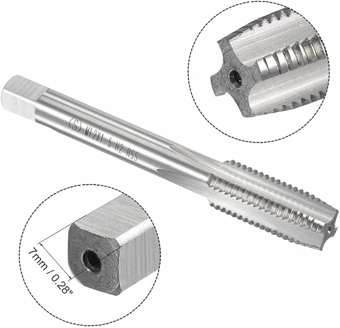 12mm x 1.5 HSS Metric Tap and Die Set Right Hand Thread,Tapping DIY Tool 3pcs (M12 x 1.5mm)