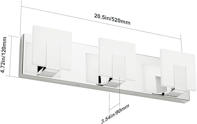 Aipsun 3 Lights Modern LED Vanity Light for Bathroom Frosted White Acrylic Chrome Up and Down Bathroom Wall Light Fixtures Over Mirror(White Light 6000K)