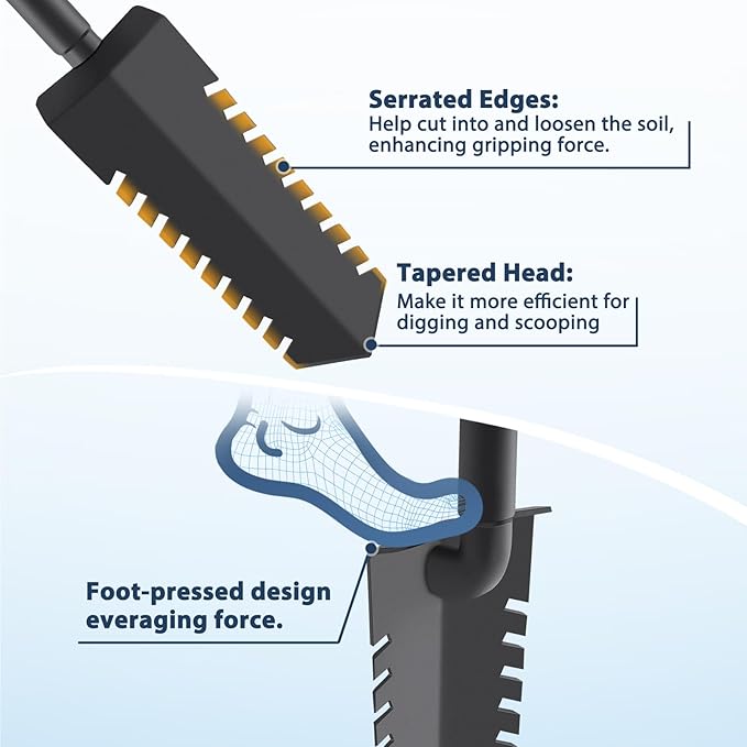 40" Metal Detecting Shovel Digging Tool, T-Handle Metal Detector Shovels, Root Slayer Shovel for Landscapers Lawn Gardeners Relic & Gold Prospecting