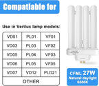 CFML27VLX Replacement Bulb for Verilux CFML27VLX 27 Watt Fluorescent Bulb, Natural Daylight,4-Pin GX10Q-4 Base, 6500K Daylight, 3 Pack