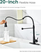 APPASO Pull Down Kitchen Faucet Touchless Black, Motion Sensor Activated Automatic Kitchen Faucet, High Arc Commercial Pre-Rinse Hands-Free Faucets for Kitchen Sink, Matte Balck (Side Sensor)