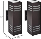 wowlite Outdoor Wall Lights Dusk to Dawn 2 Pack, Modern Porch Lights Outdoor Wall Sconce Square, Bronze Up and Down Lights, Waterproof Exterior Light Fixture for House Garage Patio, ETL Listed