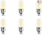 2.5 Inch E17 Intermediate Base LED Filament Bulb 360 Lumens, 2700K Soft White Dimmable Appliance Bulb AC 120V, UL Certified T8 Microwave Light Bulbs Under Hood for Refrigerator Stove 6Pack