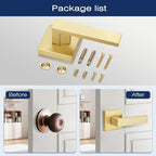 EHOMEWARE 3 Pack Dummy Door Levers in Satin Brass Finish, Heavy Duty Non-Turning Interior Door Handles, Reversible Half Dummy Levers for Closet Pantry