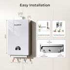 CAMPLUX Tankless Natural Gas Water Heater, 3.18 GPM On Demand Instant Water Heater, 82,000 BTU, White