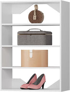 Short Tower Closet Unit, Modular Closet System, Wood Closet System Organizer with Storage for Walk In Closets, Clothing Rack Wardrobe Closet for Hanging Clothes, Bedroom, White, 19.5"W