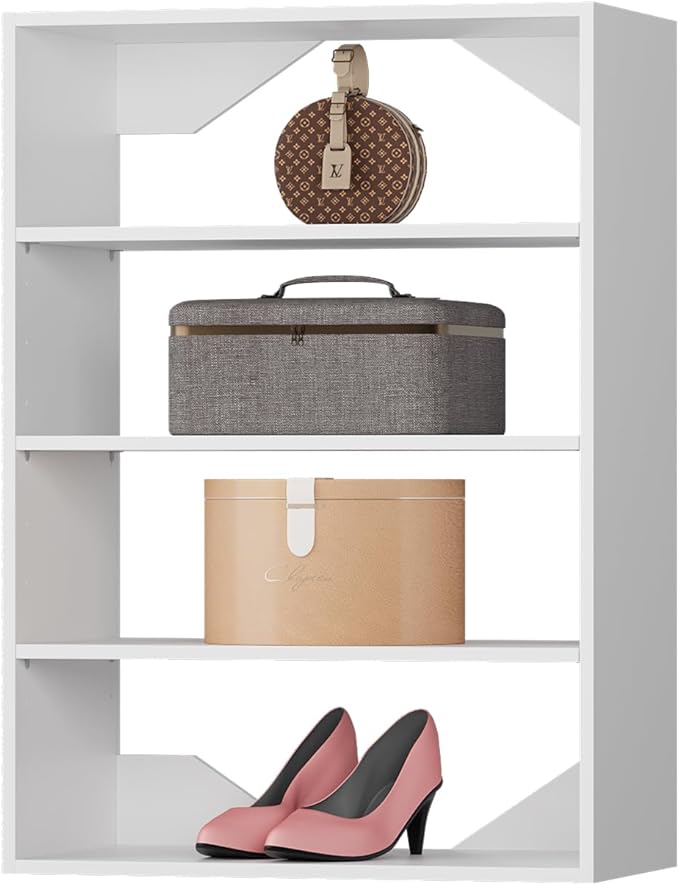 Short Tower Closet Unit, Modular Closet System, Wood Closet System Organizer with Storage for Walk In Closets, Clothing Rack Wardrobe Closet for Hanging Clothes, Bedroom, White, 19.5"W