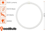 GoodBulb 40 Watt 12 Inch T5 Fluorescent Circline Light Bulb 3500K Neutral White Light Color 2GX13 Base High Output 2533 Lumens 40W 10000 Life Hours 80 CRI Pack of 20 Bulbs