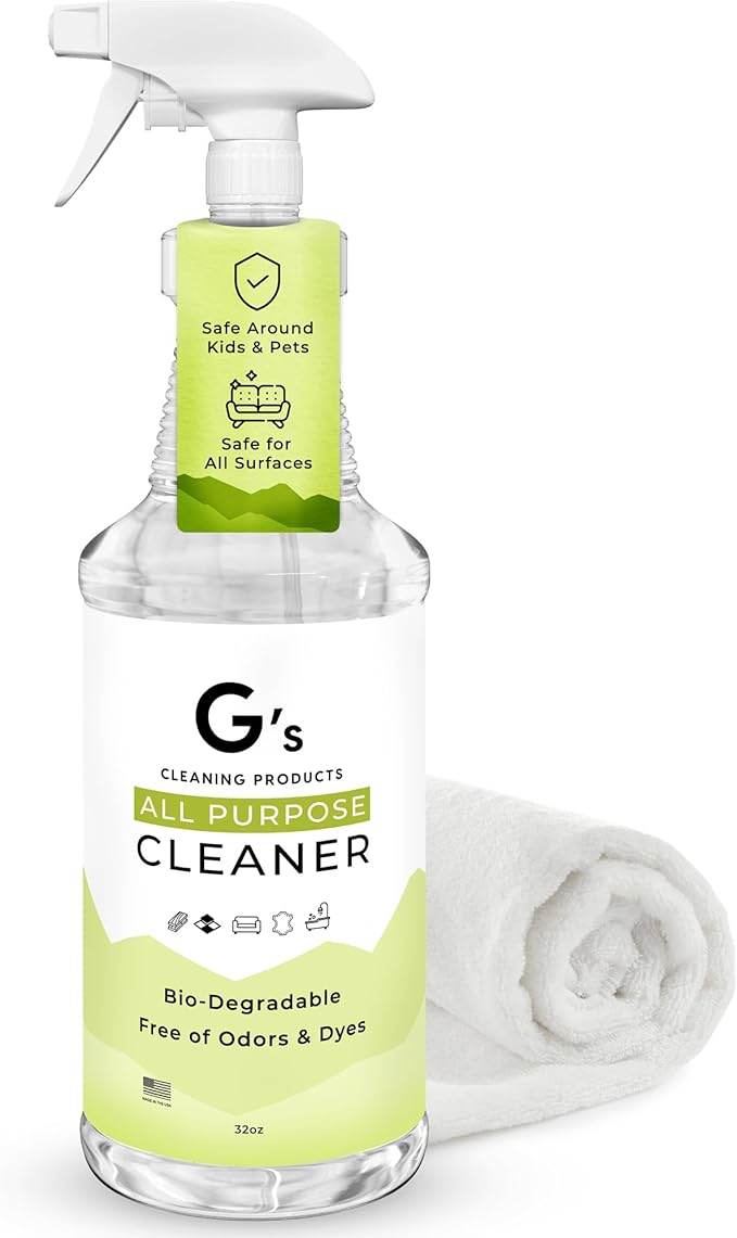 G's Cleaning Biodegradable All Purpose Cleaner – 32 oz Non-Toxic Natural Cleaning Spray – Multipurpose Cleaner Spray for Multi Surface, Kitchen, Counter Top, Furniture, Floor, Home and Household