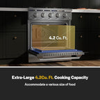 Empava Gas Range,Convection Oven 4.2 Cu. Ft with 4 Deep Recessed Burners Cooktop, Heavy Duty Continuous Grates in Stainless Steel for Kitchen, Restaurant.Freestanding & Slide-In,30 Inch