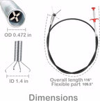 116 inch Drain Snake Grabber Claw Pickup Tool Drain Hair Remover Tool Sewer Cleaner Hook Long Grabber Drain Tool Home Sink And Toilet Drain Cleaner Tool