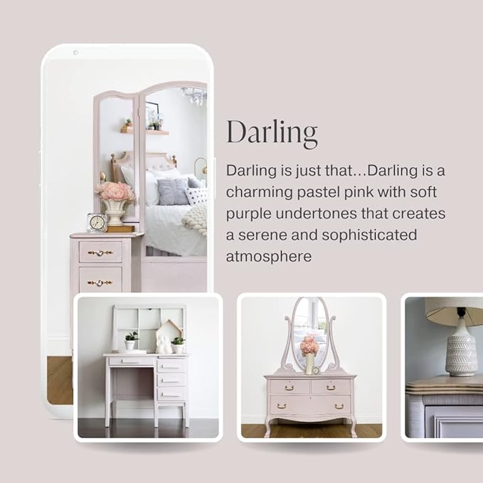 Country Chic All-in-One Chalk Paint for Furniture, Cabinets, Home Decor, Eco-Friendly, Matte Finish, Built-In Primer & Top Coat for Wood, Metal - Darling (Light Purple) - Quart 32 oz (950 ml)