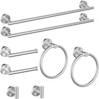 Cilee 8 Piece Brushed Nickel Bathroom Hardware Set, 24inch Bathroom Towel bar+Towel Ring+Toilet Paper Holder+ Robe Towel Hook, SUS304 Stainless Steel Bathroom Accessory Set