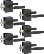 Asidrama 6 Pack Black Passage Door Handles, Door Lever with Door Knobs Indoor for Bedroom or Bathroom, Heavy Duty Door Handles Interior with Locks for Left Right Sided Doors
