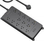TROND Power Strip Surge Protector 10 ft Cord, 4000 Joules, ETL Listed, 13 Widely-Spaced Outlets Expansion with USB C Ports, Low-Profile Flat Plug, Wall Mount, Extension Cord, 14AWG Heavy Duty, Black
