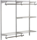 Rubbermaid Configurations Custom Closet Kit 4-8 Ft. Adjustable Metal Wire Shelving Titanium Finish Expandable Organization System Hardware Included for Home Closet/Pantry/Laundry/Mudroom