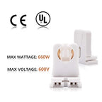 Non-shunted Turn Type T8 Lamp Holder JACKYLED 20-Pack UL Socket Tombstone for LED Fluorescent Tube Replacements Medium Bi-pin Socket for Programmed Start Ballasts