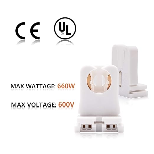 Non-shunted Turn Type T8 Lamp Holder JACKYLED 20-Pack UL Socket Tombstone for LED Fluorescent Tube Replacements Medium Bi-pin Socket for Programmed Start Ballasts