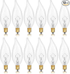 Potanro E12 Incandescent Light Bulbs - 25Watt Warm White 2700K, 180 Lumens Candelabra Dimmable Chandelier Light Bulbs for Ceiling Fan, Pendants (25W-12Pack)